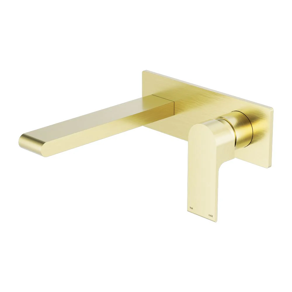 Nero Bianca Wall Basin/Bath Mixer - Brushed Gold