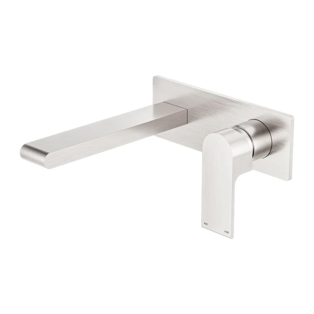 Nero Bianca Wall Basin/Bath Mixer - Brushed Nickel