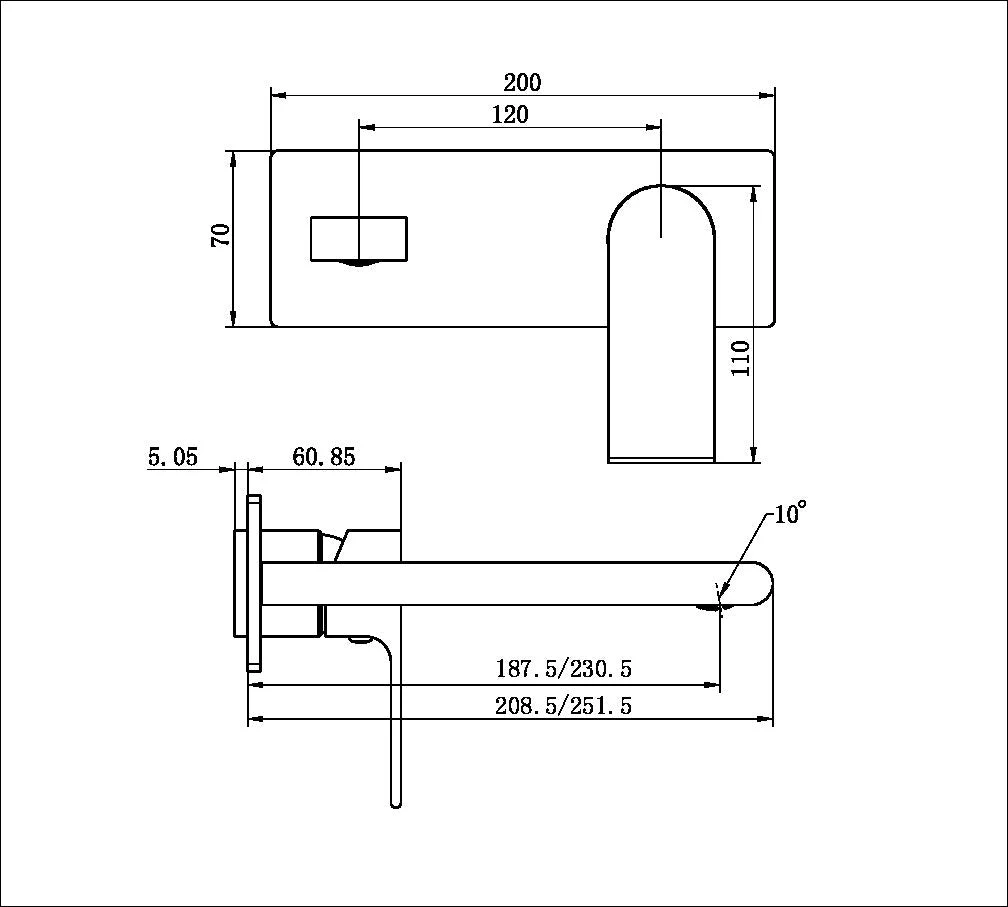 Nero Bianca Wall Basin/Bath Mixer (Trim Kit Only) - Brushed Nickel - Image 2