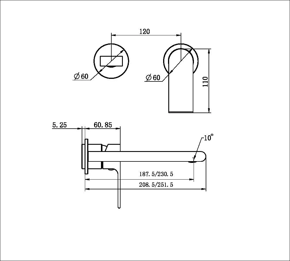 Nero Bianca Wall Basin/Bath Mixer Separate Back Plate (Trim Kit Only) - Brushed Gold - Image 2