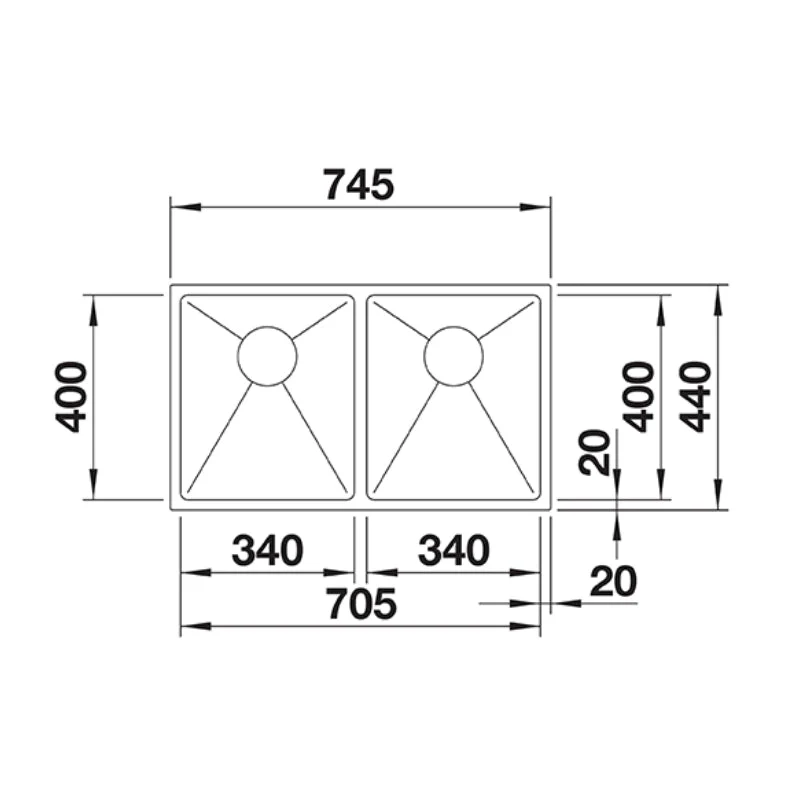 Blanco QUATRUS R15 340/340-IU Double Bowl Inset & Undermount Sink - Image 2