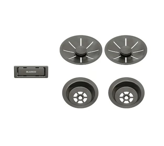 Blanco Strainer System Satin Dark Steel Edition for Double Bowl Sinks