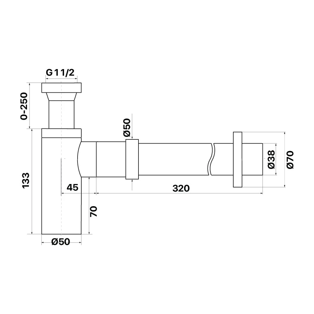 Mixx Brass Bottle Trap Round - Brushed Nickel - Image 2