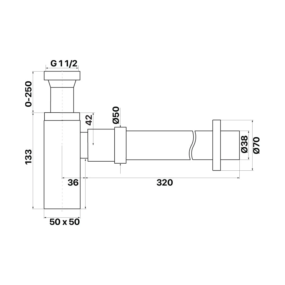 Mixx Brass Bottle Trap Square - Matt Black - Image 2