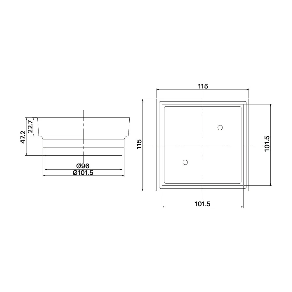 Mixx Brass Tile Grate Square 100mm - Gun Metal - Image 2