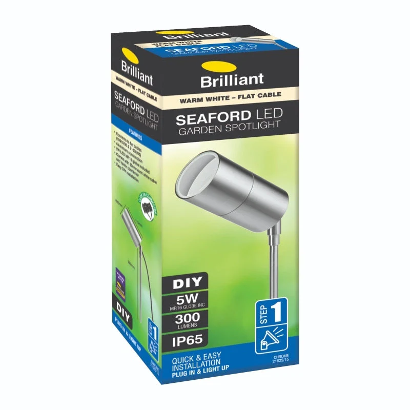Brilliant Seaford LED Garden Spotlight - Chrome - Image 5