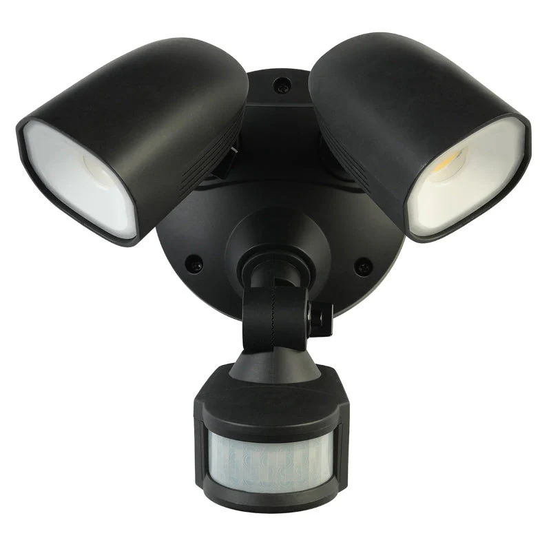 Brilliant Shielder LED 2 Light Floodlight with Sensor - Black