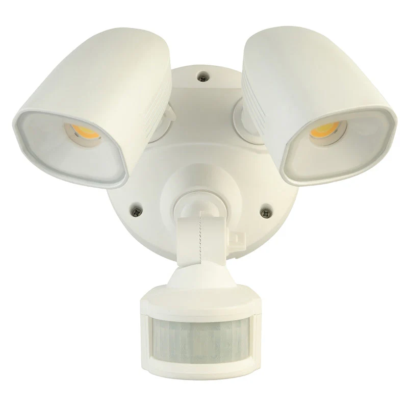 Brilliant Shielder LED 2 Light Floodlight with Sensor - White