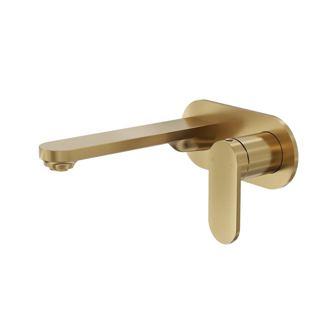 Linsol Capo 1-Plate Wall Basin or Bath Mixer - Brushed Brass