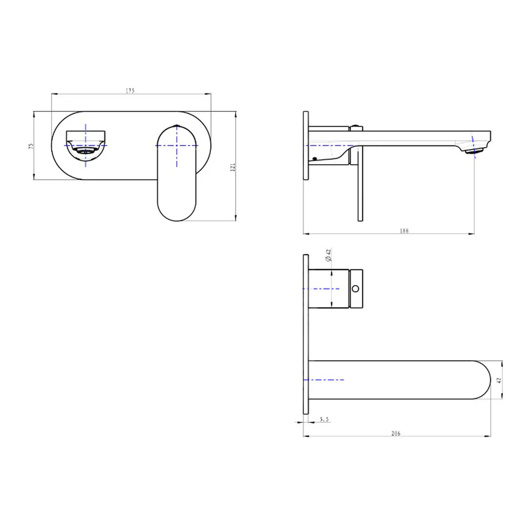 Linsol Capo 1-Plate Wall Basin or Bath Mixer Trim Kit - Matte Black - Image 3