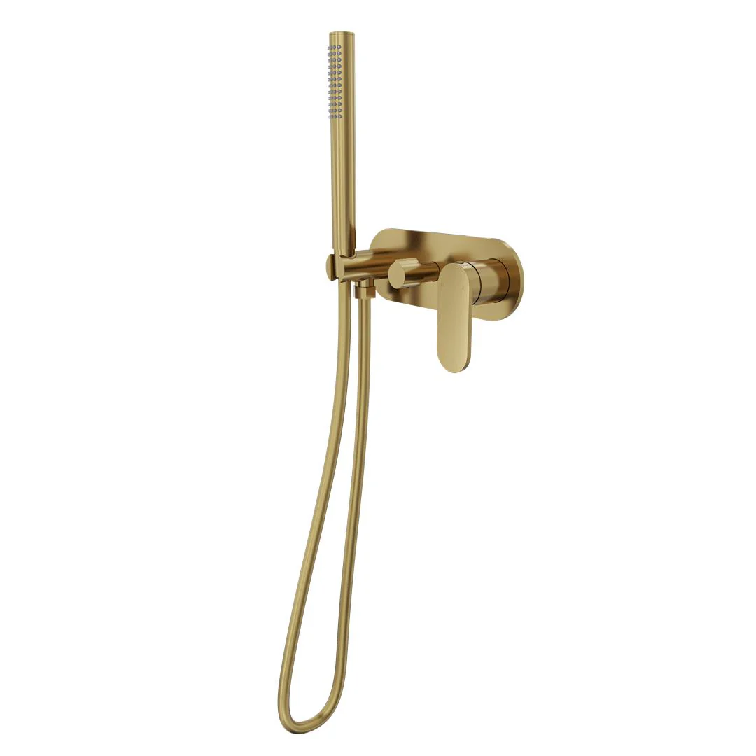 Linsol Capo 1-Plate Wall Mixer with Hand Shower -  Brushed Brass