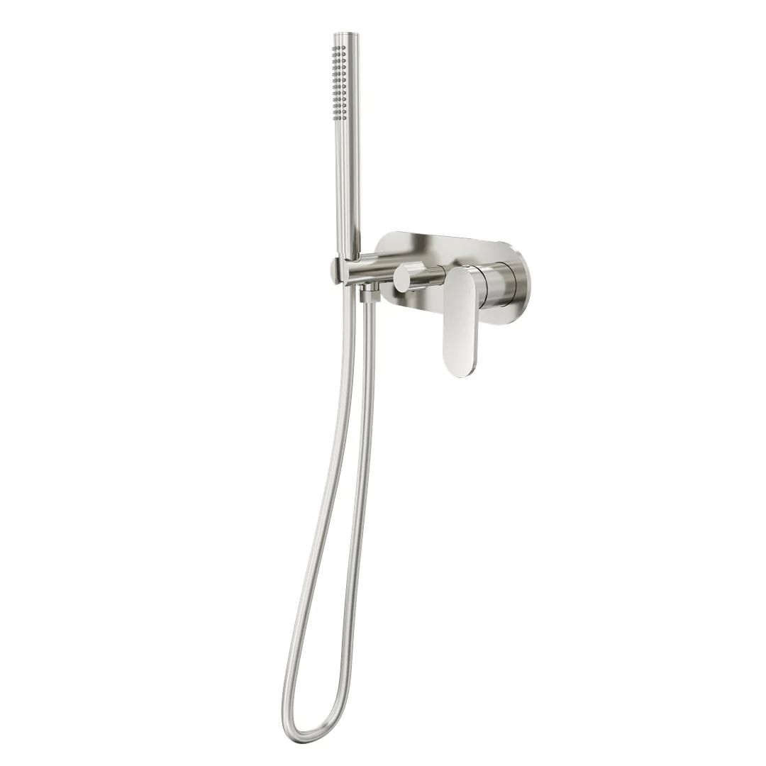 Linsol Capo 1-Plate Wall Mixer with Hand Shower Trim Kit - Brushed Nickel