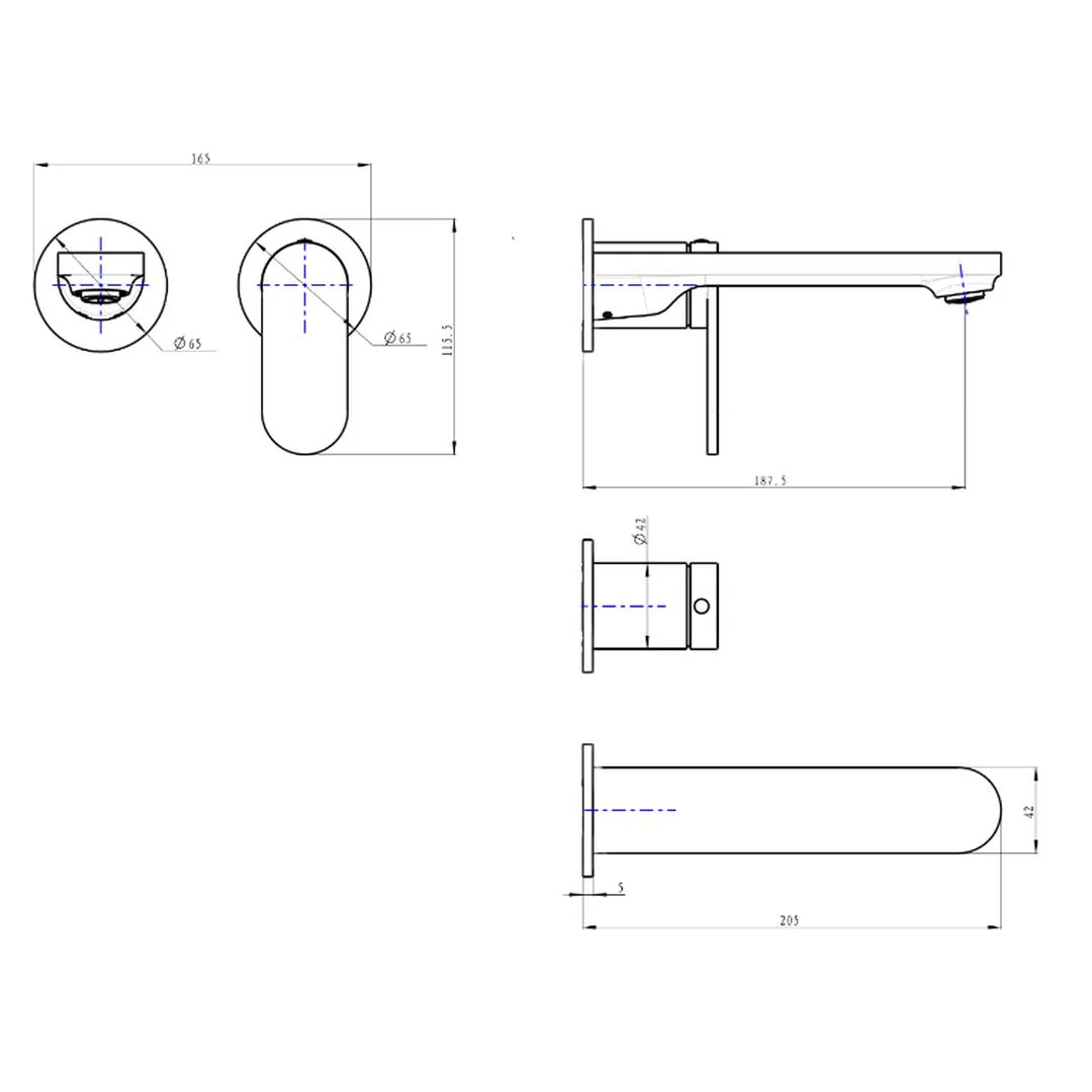 Linsol Capo 2-Plate Wall Basin or Bath Mixer Trim Kit - Matte Black - Image 3