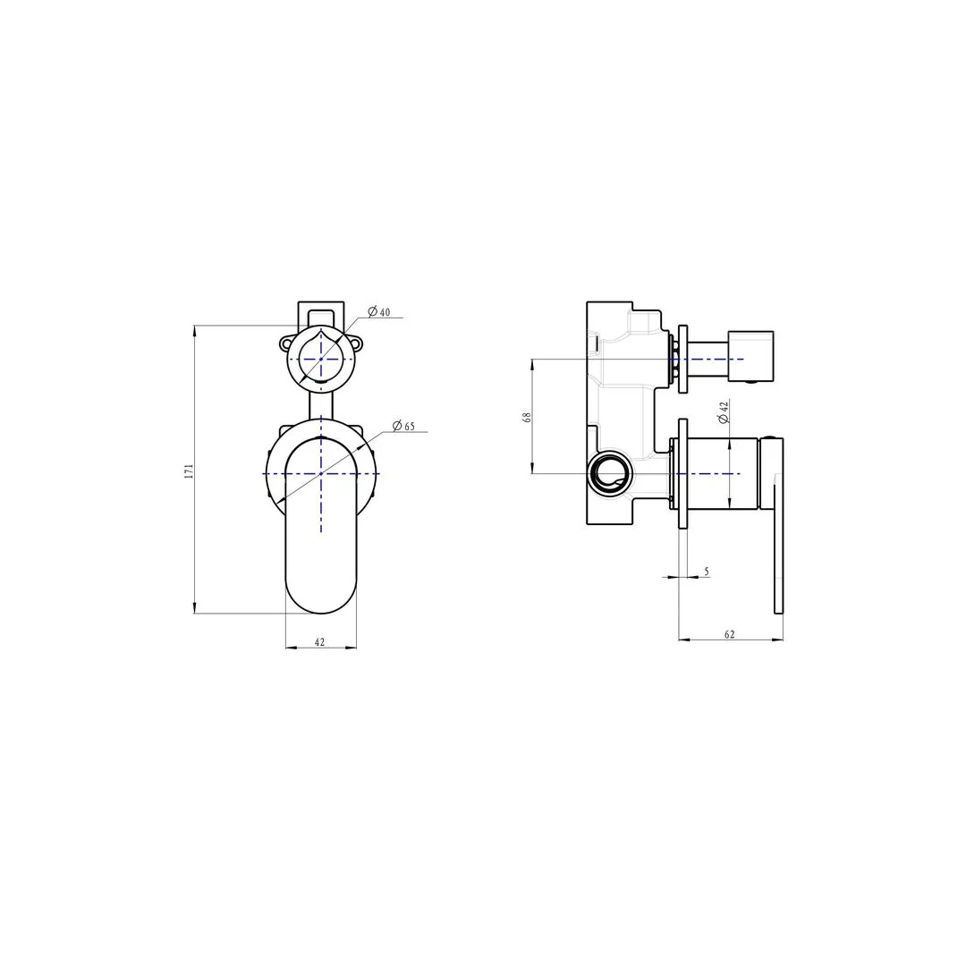 Linsol Capo 2-Plate Wall Mixer with Divertor - Gunmetal - Image 3