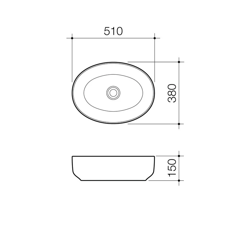 Caroma Artisan Above Counter Basin - Oval 510mm - Image 3