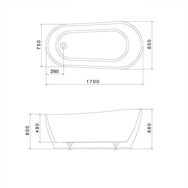 Caroma Blanc Freestanding Bath 1700mm - Image 3