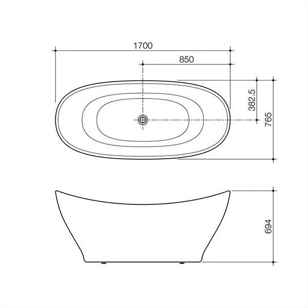 Caroma Cupid Freestanding Bath - 1700mm - Image 3