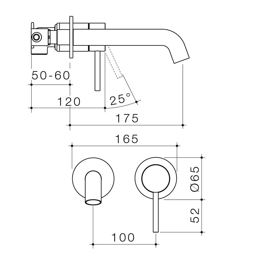 Caroma Liano II 175mm Wall Basin/Bath Mixer Twin Plate - Chrome - Image 2