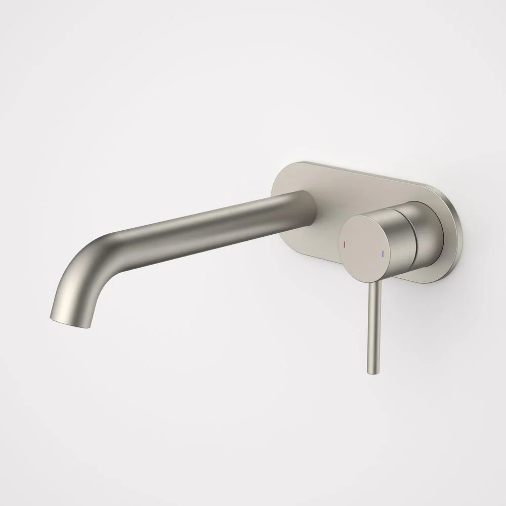 Caroma Liano II 210mm Wall Basin/Bath Mixer Single Plate - Brushed Nickel