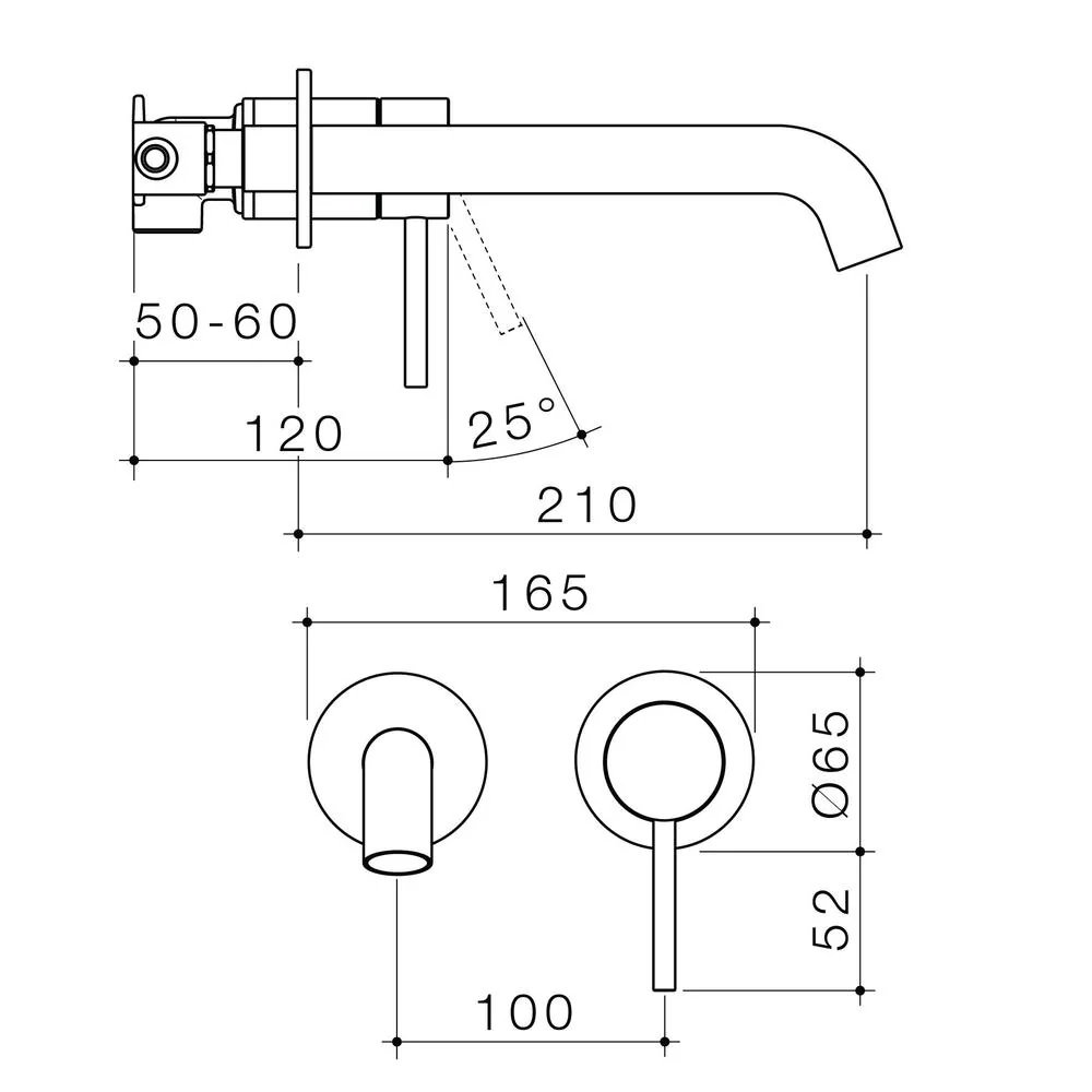 Caroma Liano II 210mm Wall Basin/Bath Mixer Twin Plate - Chrome - Image 2