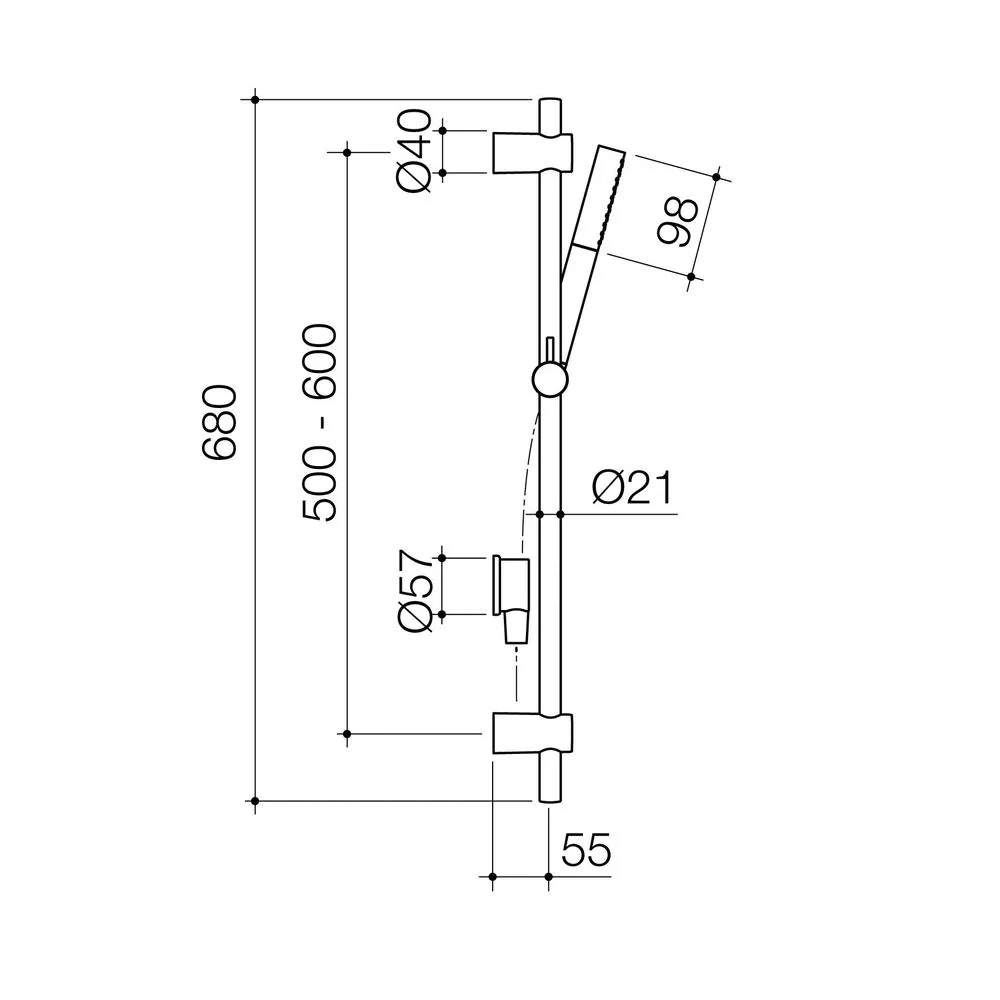 Caroma Liano II 3 Function Microphone Rail Shower - Black - Image 2