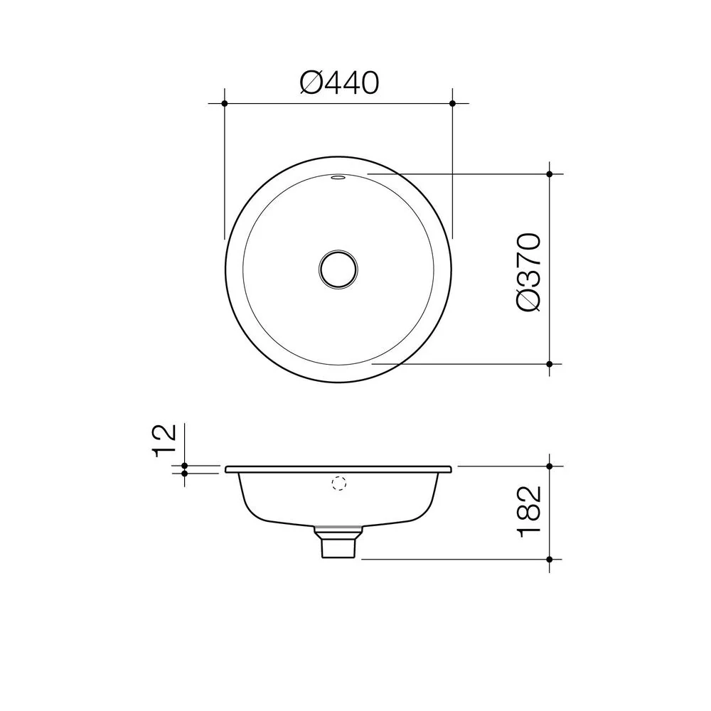 Caroma Liano II 440mm Round Under/Over Counter Basin with Overflow - Matte Black - Image 2