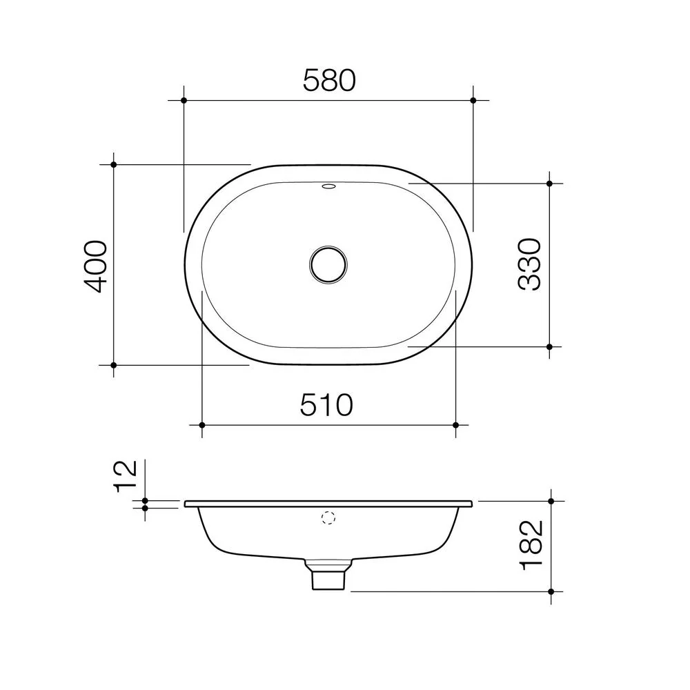 Caroma Liano II 580mm Pill Under/Over Counter Basin with Overflow - White - Image 2