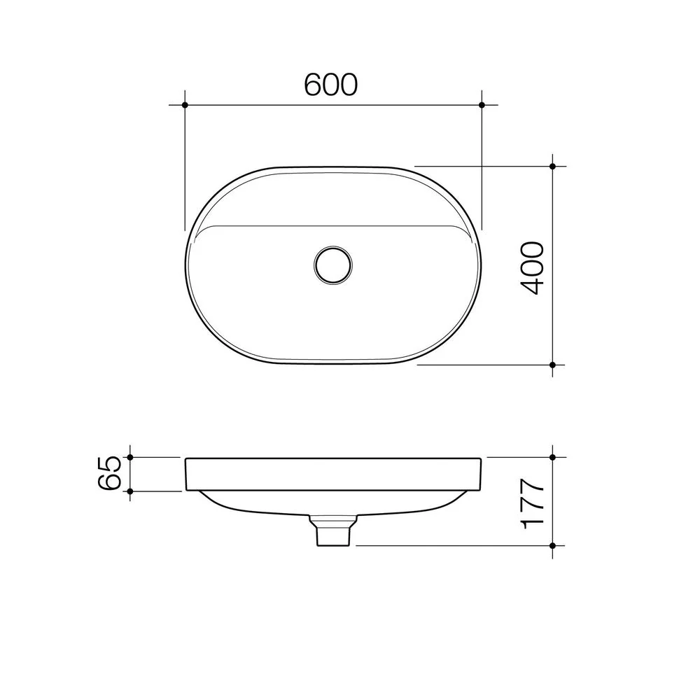 Caroma Liano II 600mm Pill Inset Basin with Tap Landing - Matte Green (0 Tap Hole) - Image 2