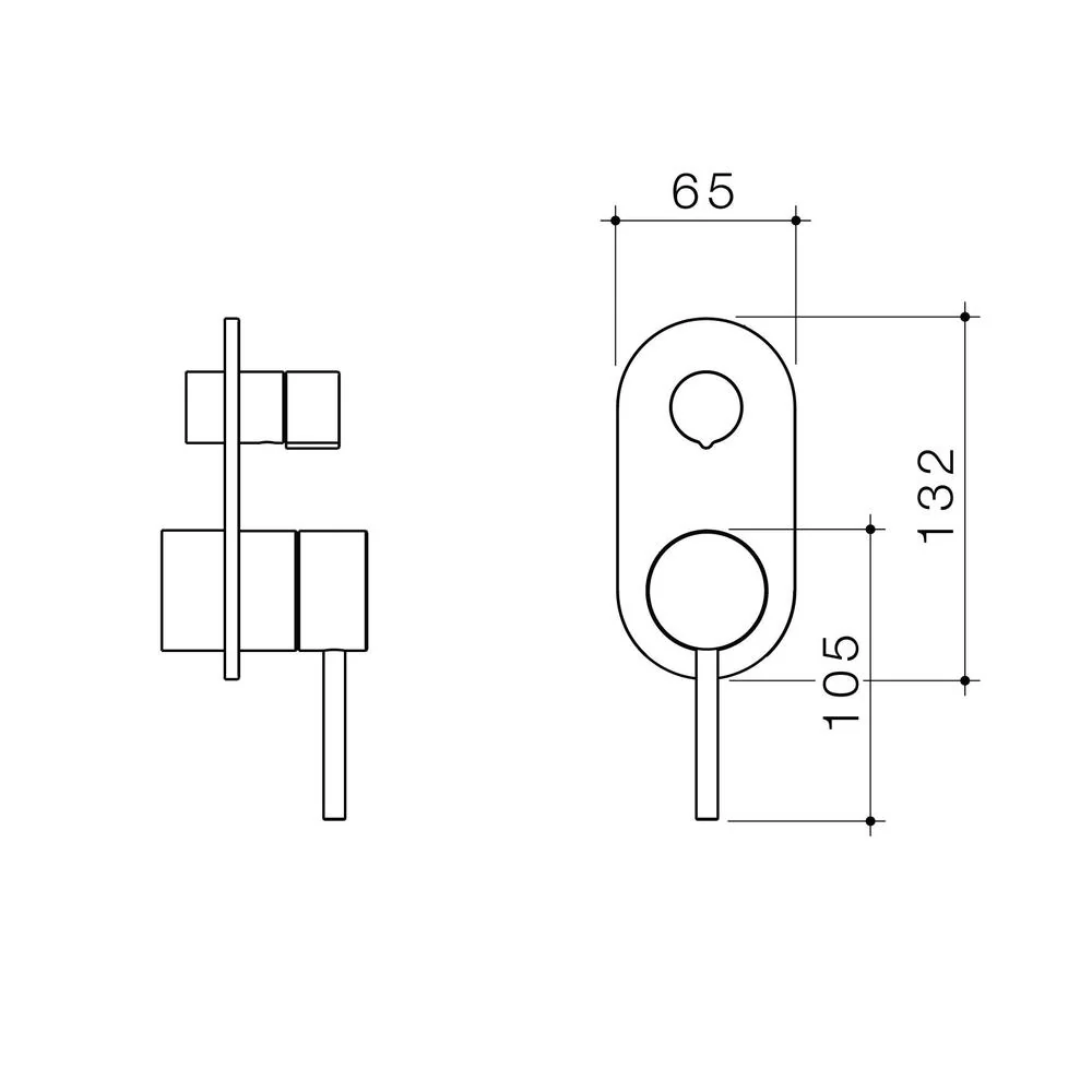 Caroma Liano II Bath/Shower Mixer With Diverter (Trim-Kit) - Brushed Brass - Image 2