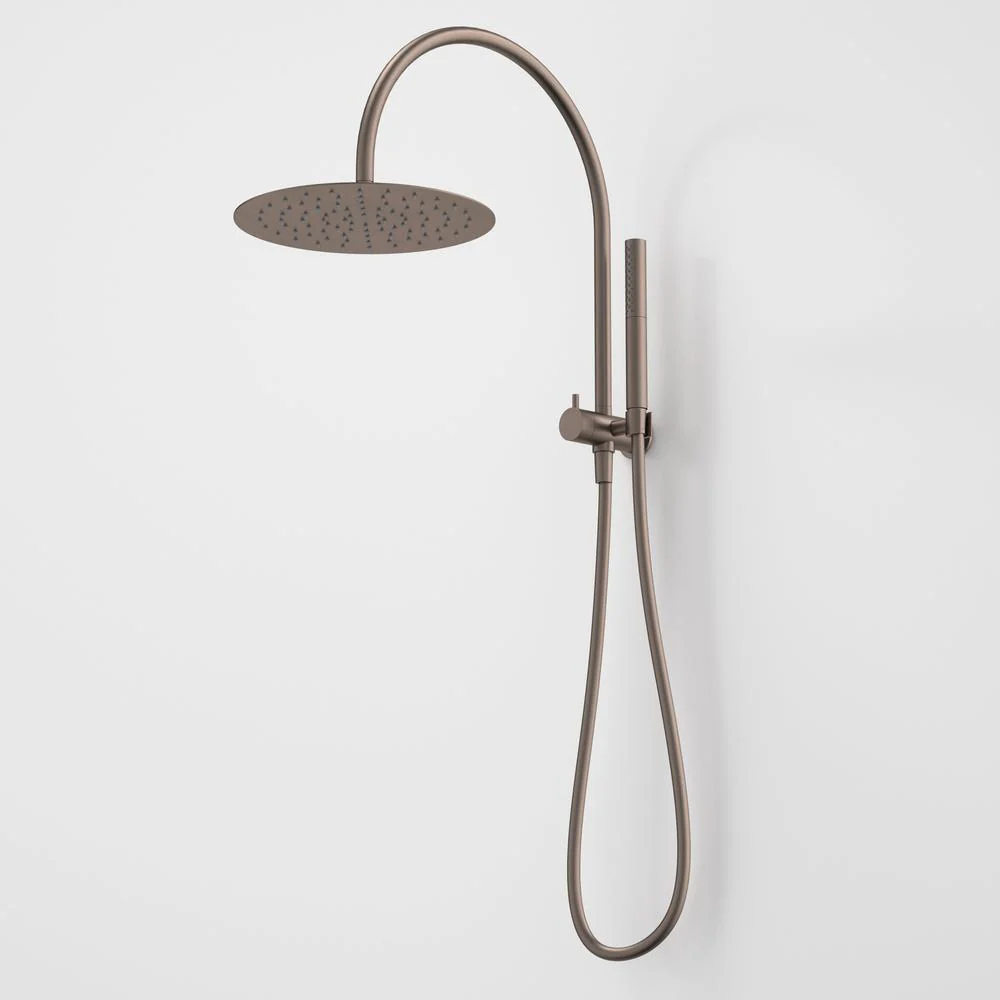 Caroma Liano II Compact Twin Shower with Overhead - Brushed Bronze