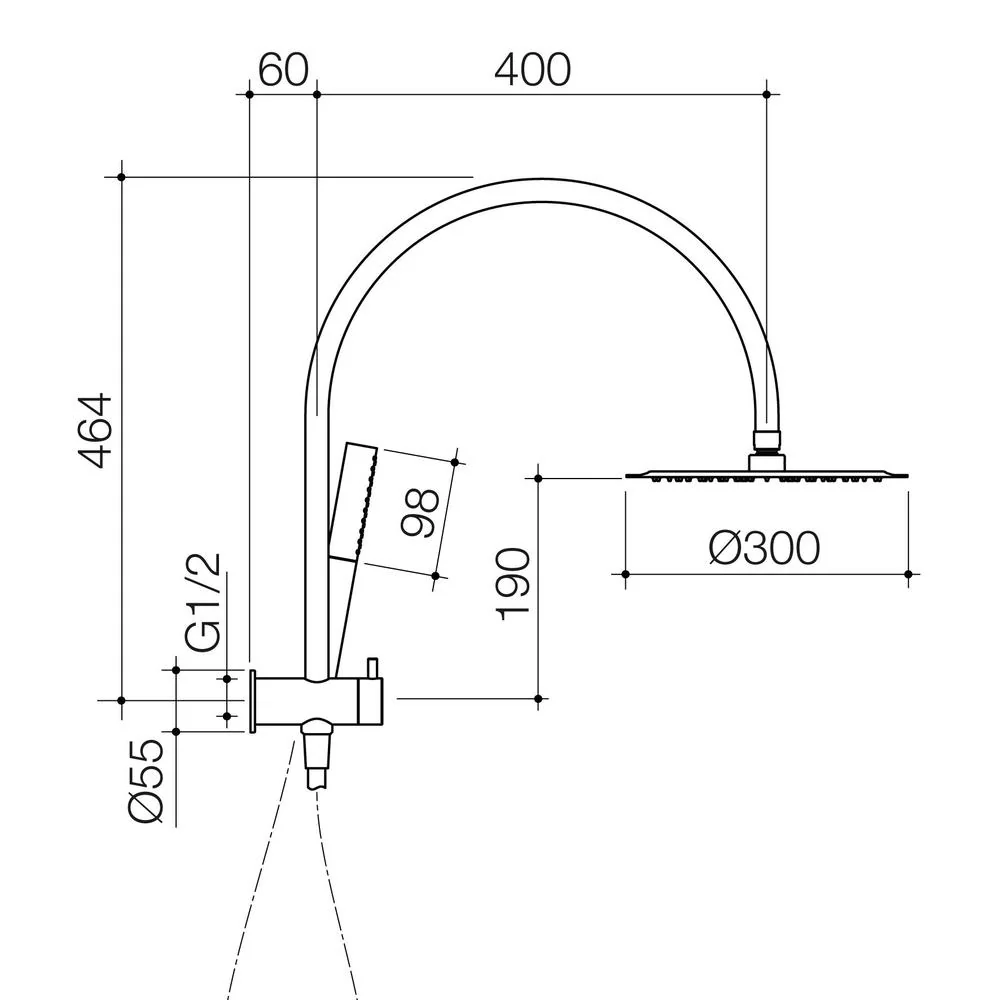 Caroma Liano II Compact Twin Shower with Overhead - Brushed Nickel - Image 2