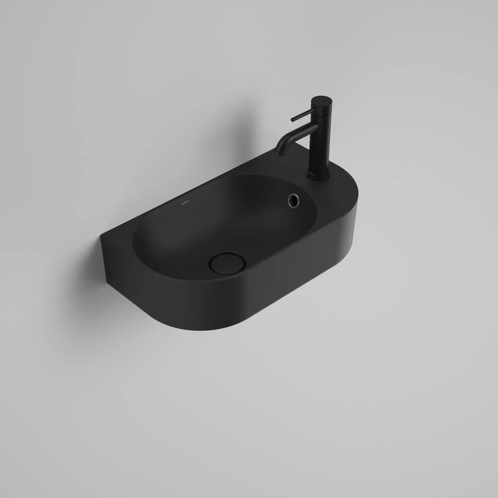 Caroma Liano II Hand Wall Basin (1 Tap Hole) with Overflow - Matte Black