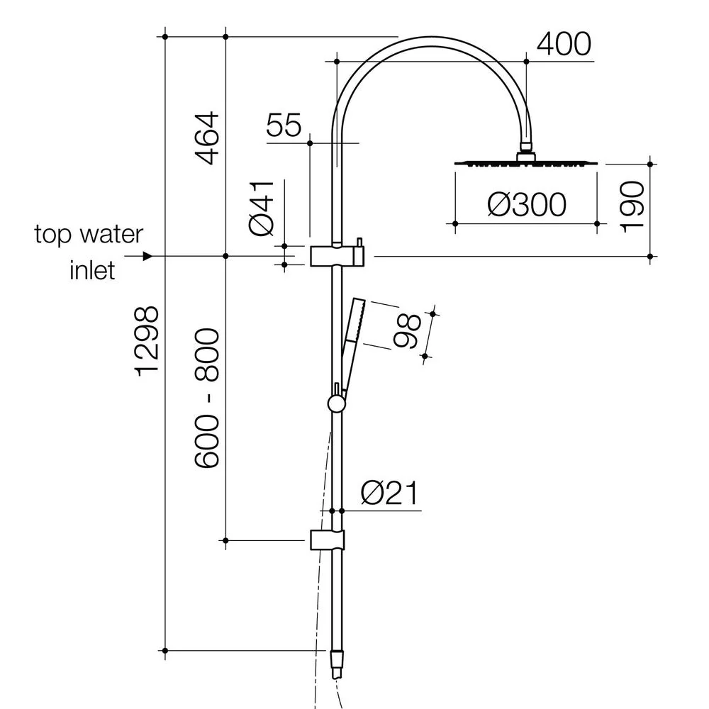 Caroma Liano II Rail Shower with Overhead - Chrome - Image 2