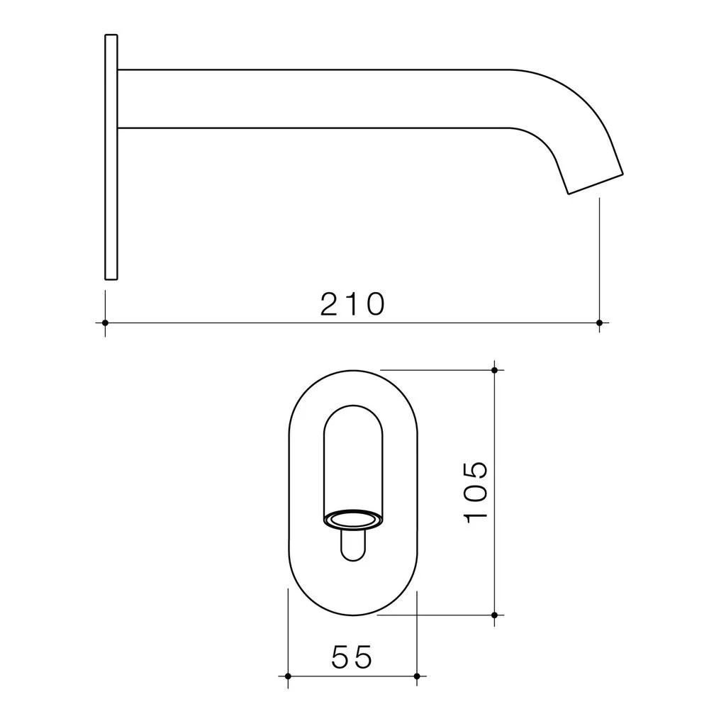 Caroma Liano II Sensor 210mm Wall Outlet Kit - Black - Image 2