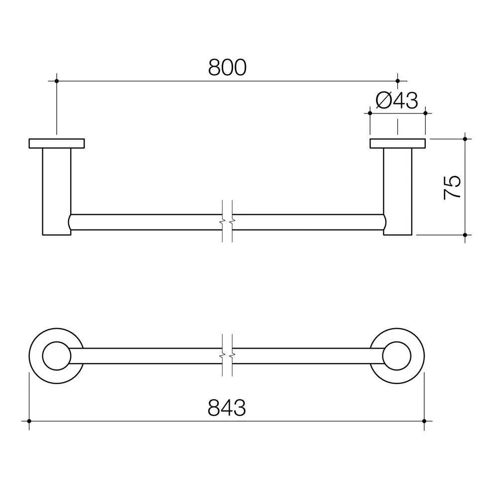 Caroma Liano II Single Towel Rail 840mm - Brushed Nickel - Image 2
