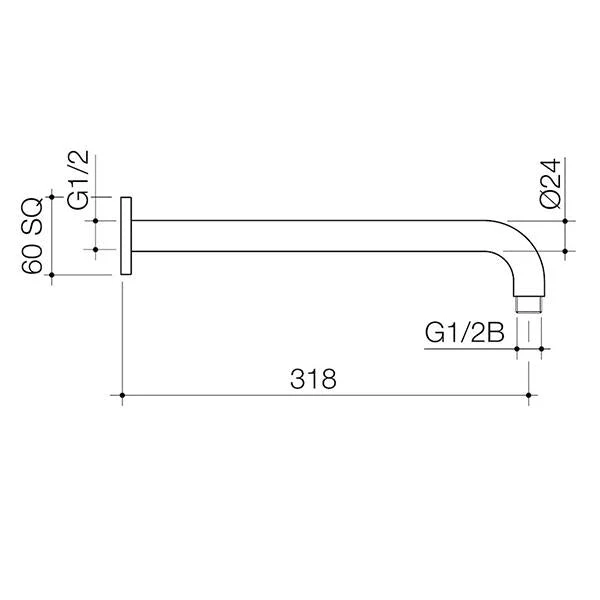 Caroma Luna Right Angle Shower Arm - Brushed Brass - Image 2