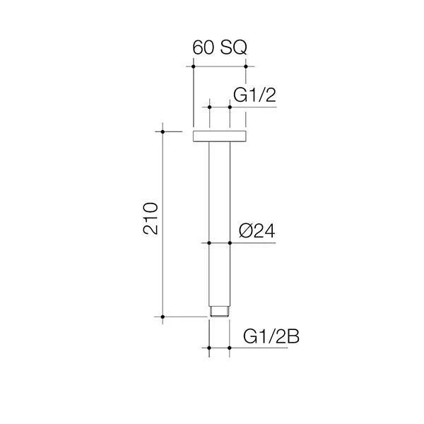 Caroma Luna Shower Arm Straight 210mm - Brushed Nickel - Image 2