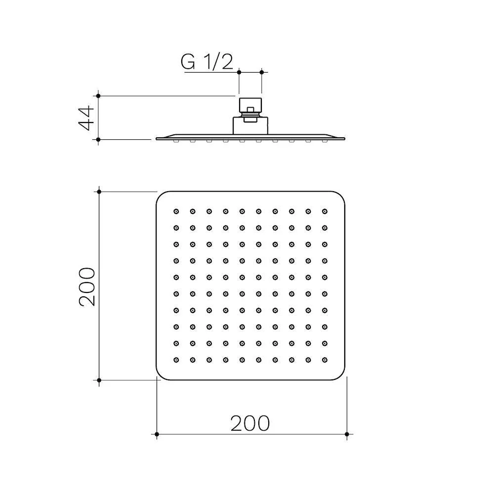 Caroma Urbane II 200mm Square Rain Shower - Brushed Nickel - Image 2