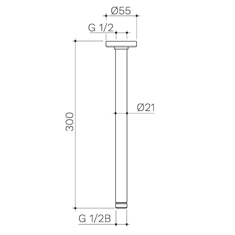 Caroma Urbane II 300mm Ceiling Shower Arm - Black Matte - Image 2