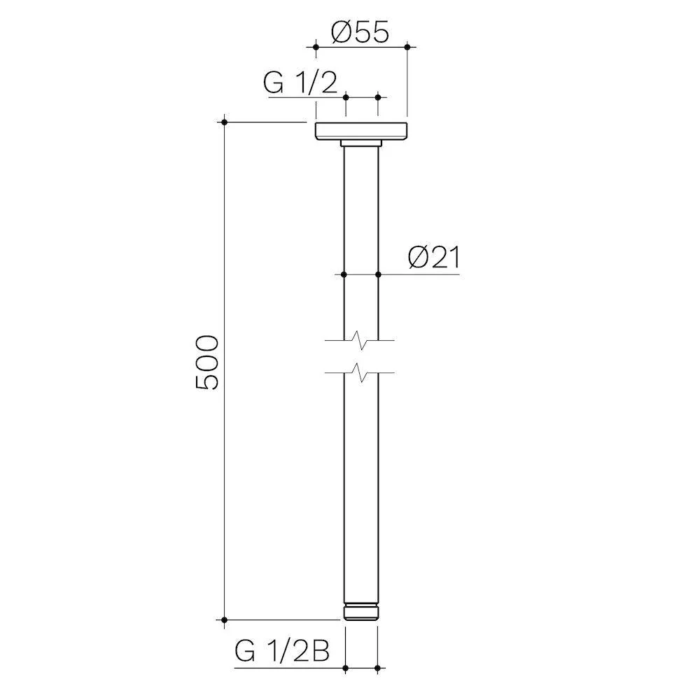 Caroma Urbane II 500mm Ceiling Shower Arm - Chrome - Image 2