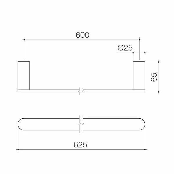 Caroma Urbane II 625mm Single Towel Rail – Brushed Nickel - Image 2