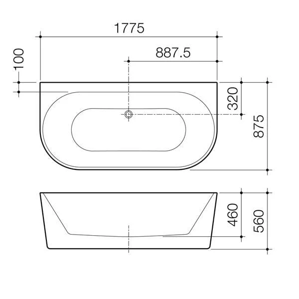 Caroma Urbane II Back to Wall Freestanding Bath - Image 7