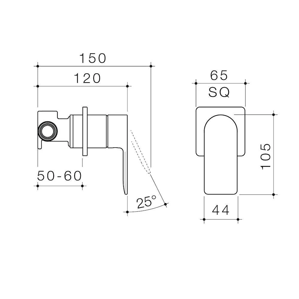 Caroma Urbane II Bath / Shower Mixer Square Plate - Brushed Nickel - Image 2