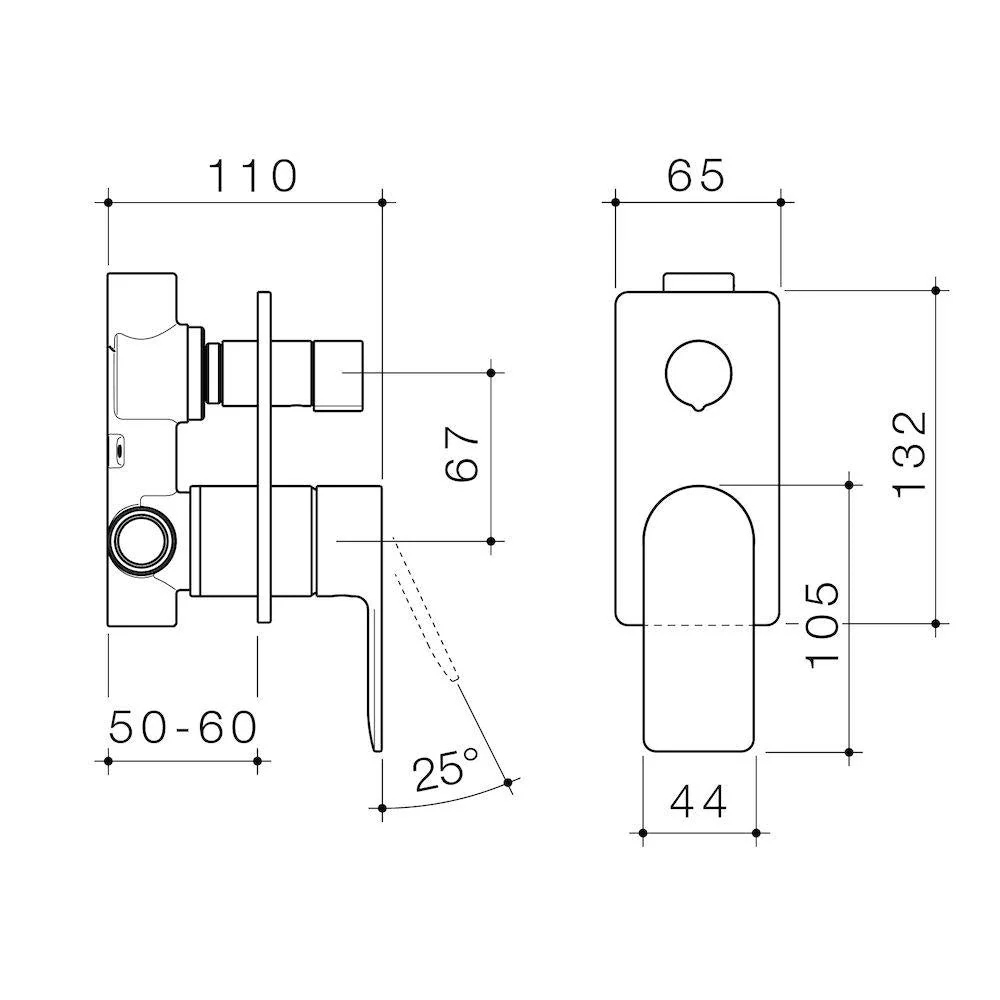 Caroma Urbane II Bath / Shower Mixer With Diverter Square Plate - Chrome - Image 2