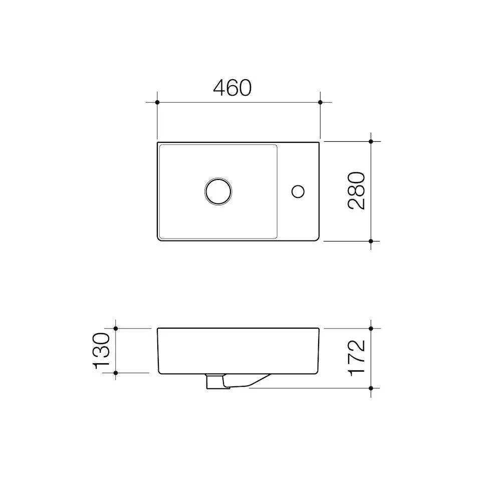Caroma Urbane II Hand Wall Basin - 1 Tap Hole - Image 2
