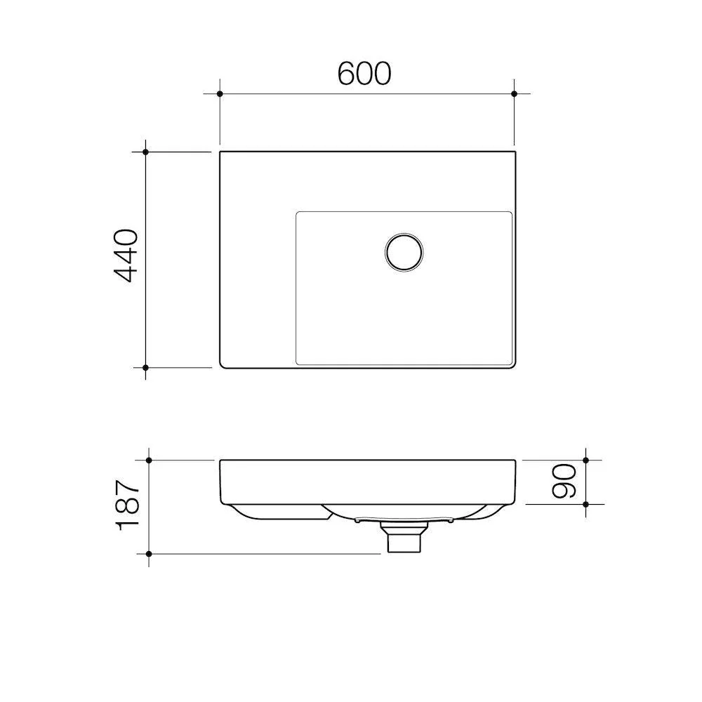 Caroma Urbane II Left Hand Shelf Wall Basin - Image 3