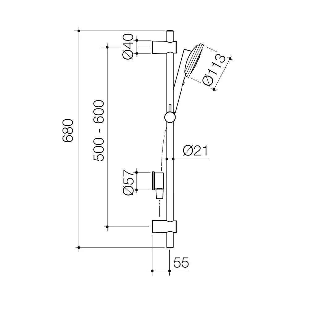 Caroma Urbane II Rail Shower - Brushed Brass - Image 2