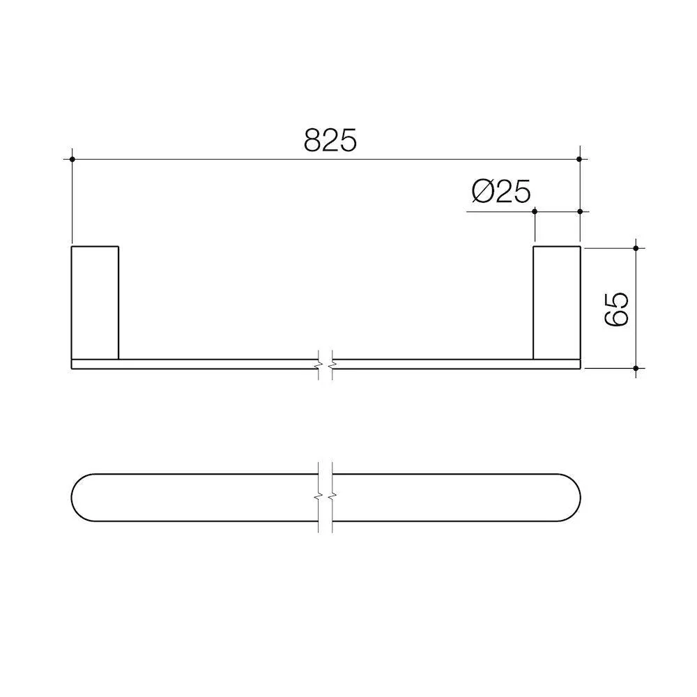 Caroma Urbane II Single Towel Rail 825mm - Brushed Nickel - Image 2