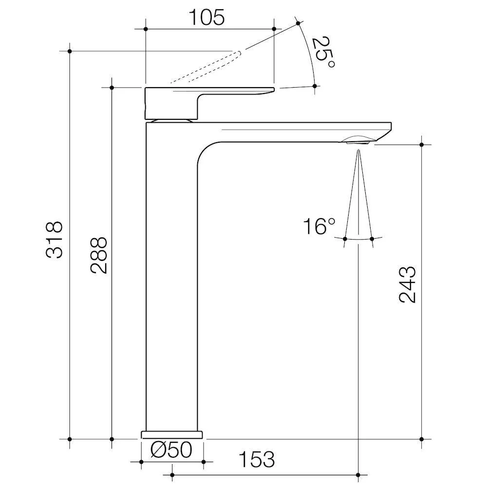 Caroma Urbane II Tower Basin Mixer - Lead Free - Brushed Nickel - Image 2