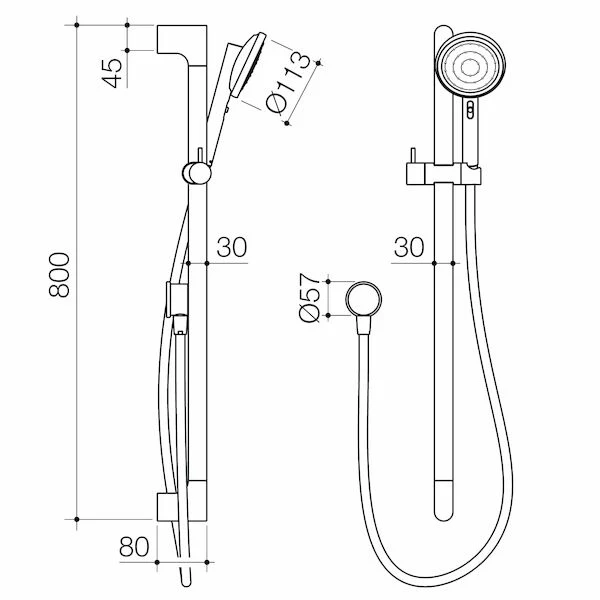 Caroma Urbane II Universal Rail Shower - Brushed Brass - Image 2